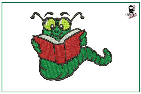 Caterpillar with a Book: Back to School Embroidery