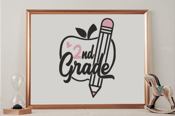 Charming 2nd Grade Apple Pencil Embroidery