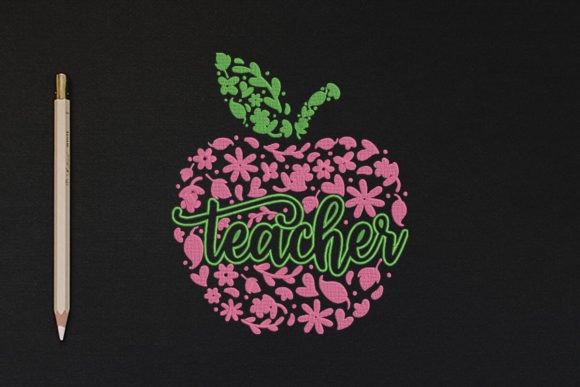 Charming Apple Made of Flowers Embroidery