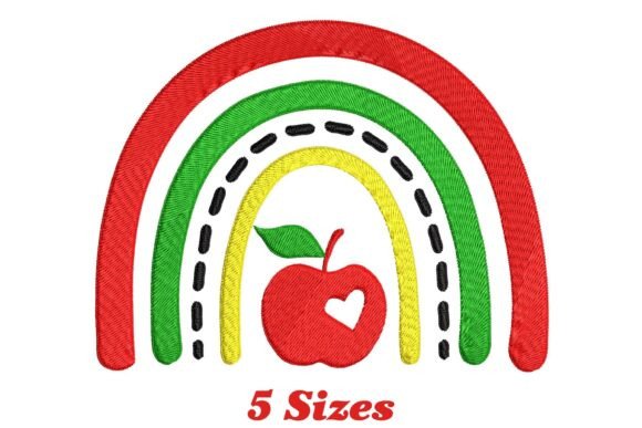 Charming Bright Rainbow Apple Embroidery