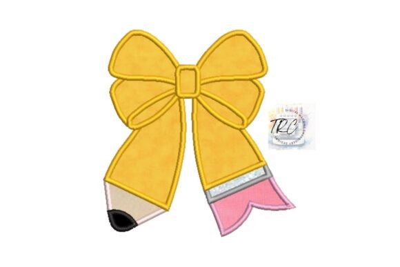 Charming Pencil Bow Applique Embroidery