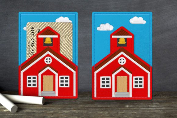 Charming Schoolhouse Gift Card ITH Applique