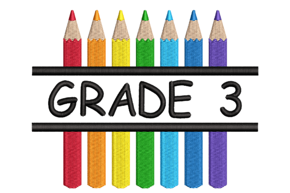 Grade 3 Split Colored Pencils Embroidery Design