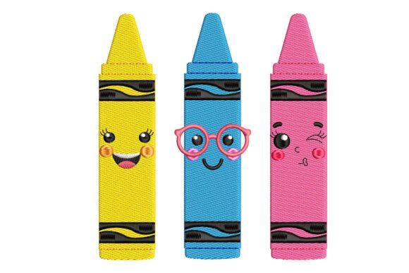 Kawaii Colorful Crayons - Adorable School Design