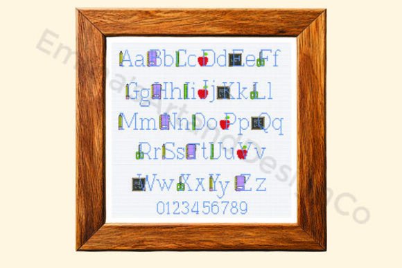 School Alphabet Cross Stitch for Apparel
