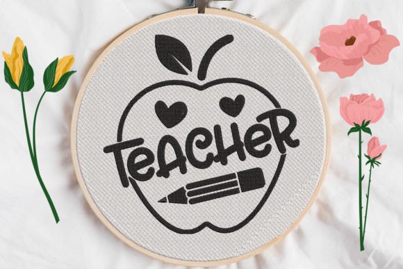 Teacher Sign in an Apple: Embroidery Design Review
