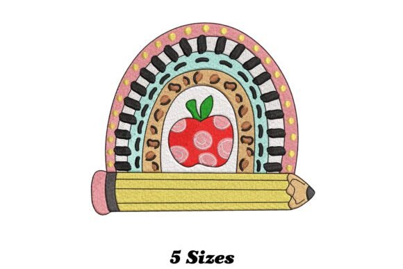 Vibrant Rainbow Pencil: A Playful Embroidery Design